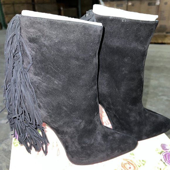 NIB Jeffery Campbell Fringe Heeled Ankle Boots - Picture 4 of 8